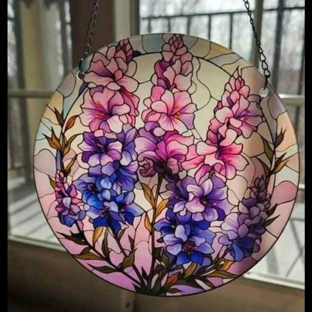 Lavender purple and pink hanging wall decor home sign Suncatcher with chain
